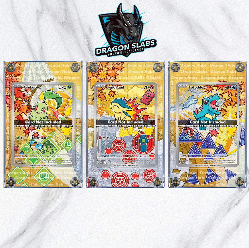 x3 Pokemon Totodile Cyndaquil Totodile Promo First Partner Series 2 Extended Artwork Cases