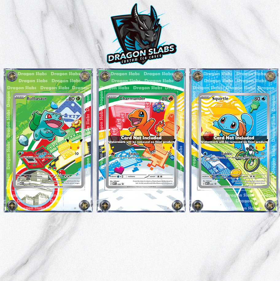 x3 Bulbasaur Charmander Squirtle MEP 037 038 039 Promo Extended Artwork Cases