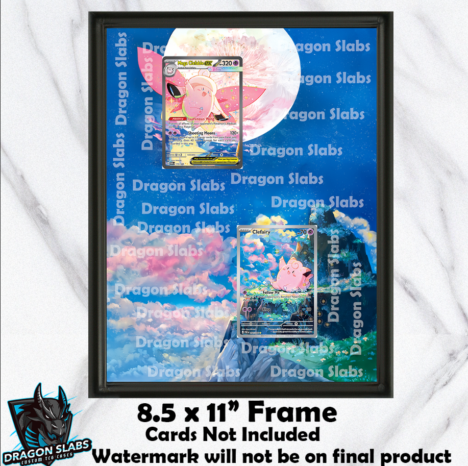 Clefairy & Mega Clefable EX Perfect 094 119 Order Art 11 x 8.5" Frame