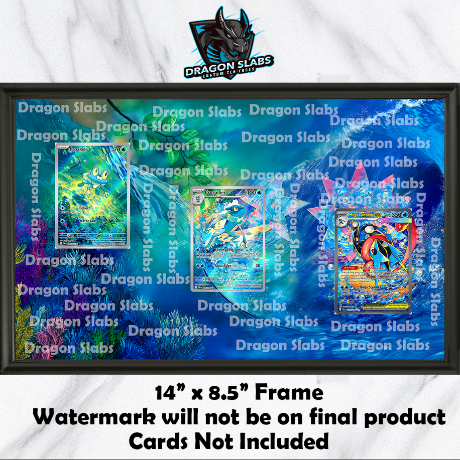 Froakie Frogadier Mega Greninja EX Chaos Rising 8.5 x 14" Display Frame Extended Art