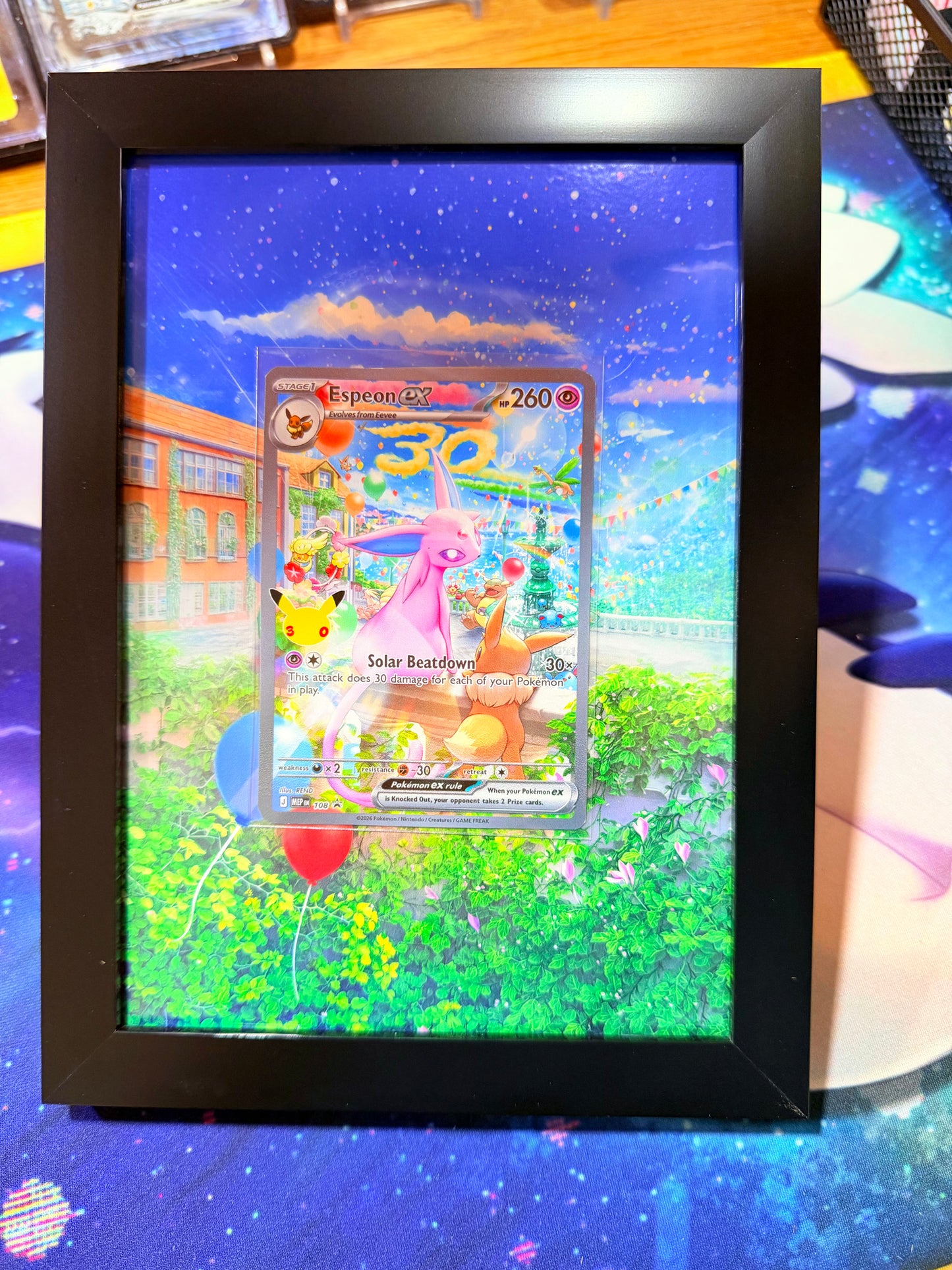 Espeon EX 108 Promo 30th Celebration Pokemon 151 Extended Art Frame 5x7 Frame