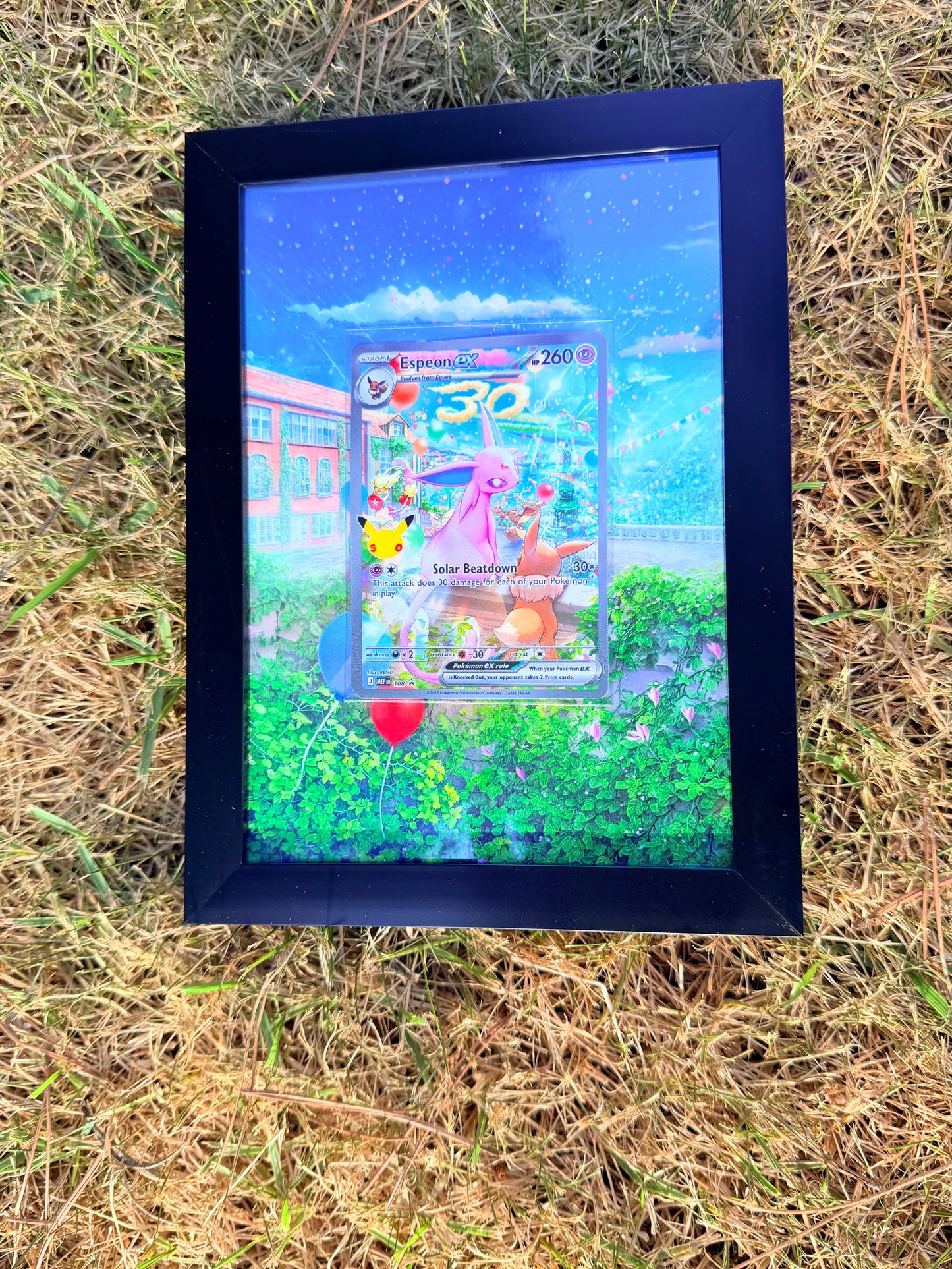 Espeon EX 108 Promo 30th Celebration Pokemon 151 Extended Art Frame 5x7 Frame