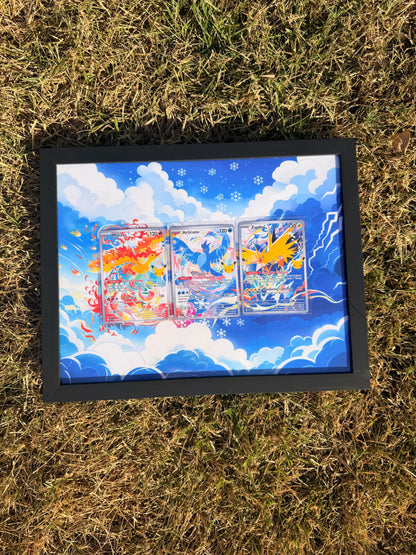Moltres Articuno Zapdos 30th Anniversary Celebrations 8.5 x 11" Display Frame Extended Art