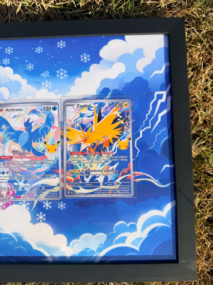 Moltres Articuno Zapdos 30th Anniversary Celebrations 8.5 x 11" Display Frame Extended Art