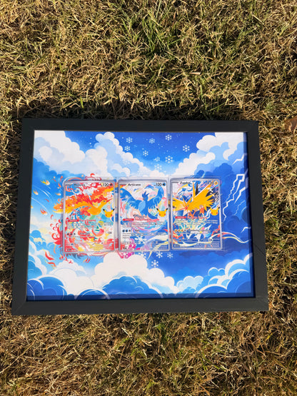 Moltres Articuno Zapdos 30th Anniversary Celebrations 8.5 x 11" Display Frame Extended Art