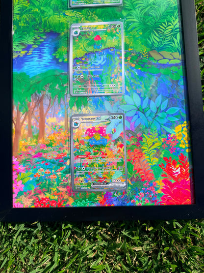 Pokemon 151 Bulbasaur, Ivysaur, Venusaur EX 8.5 x 14" Display Frame Extended Artwork Frame