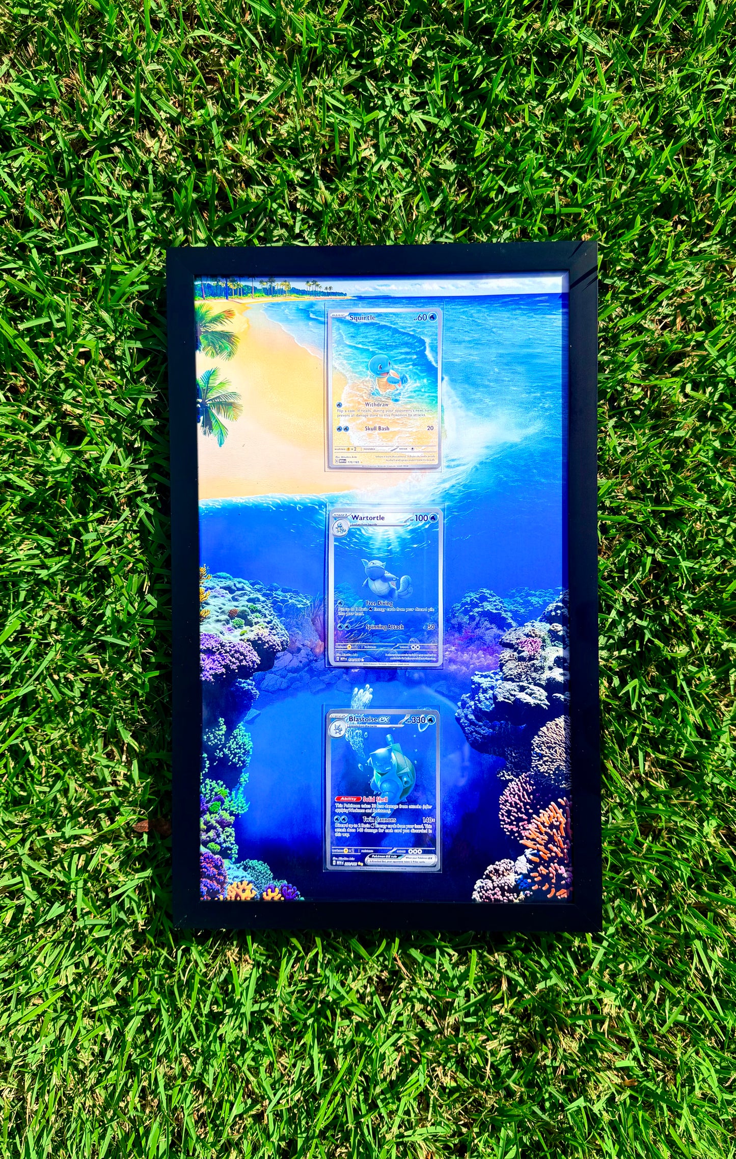 Pokemon 151 Squirtle Wartortle Blastoise 8.5 x 14" Display Frame Extended Art Frame