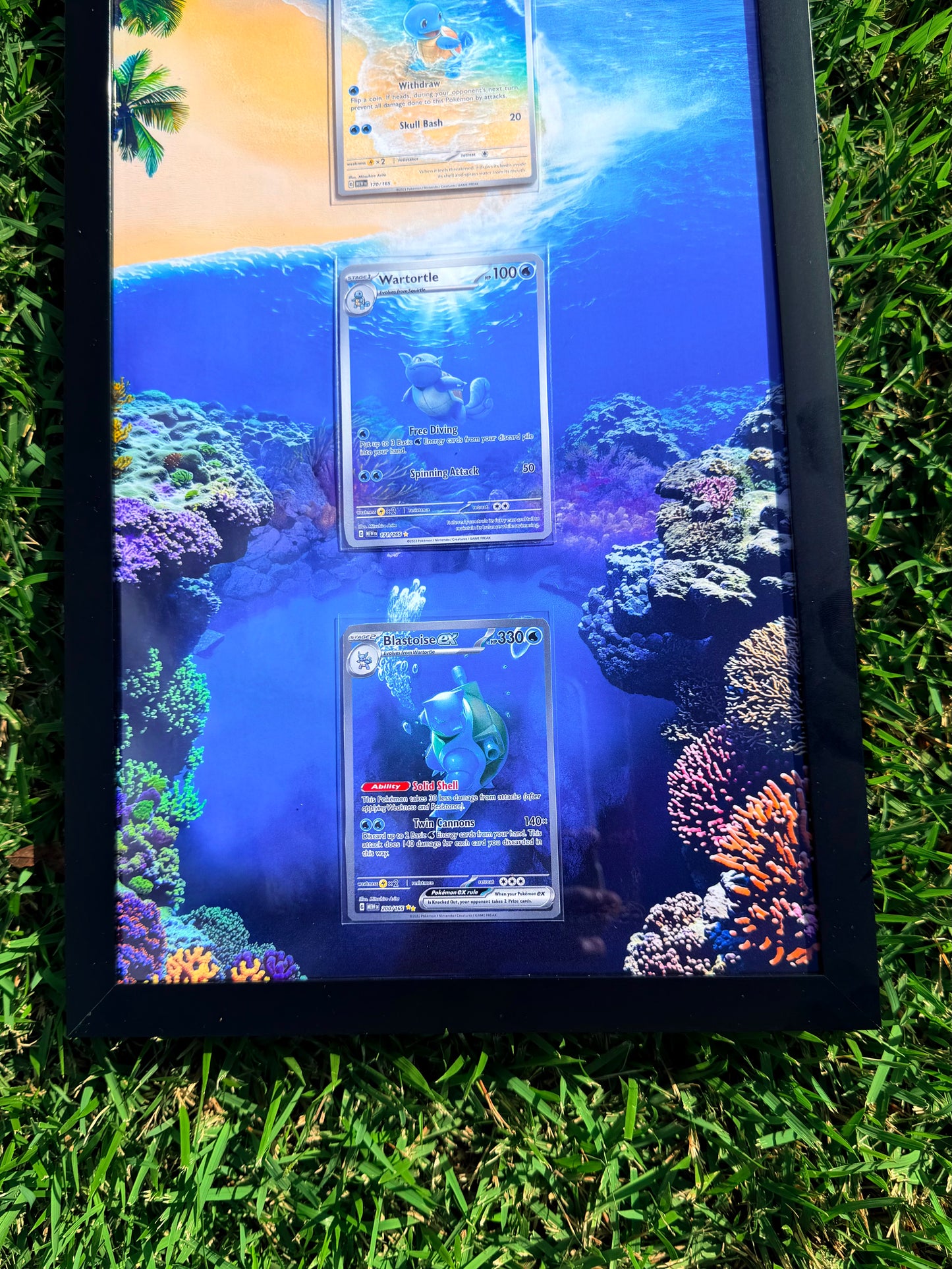 Pokemon 151 Squirtle Wartortle Blastoise 8.5 x 14" Display Frame Extended Art Frame