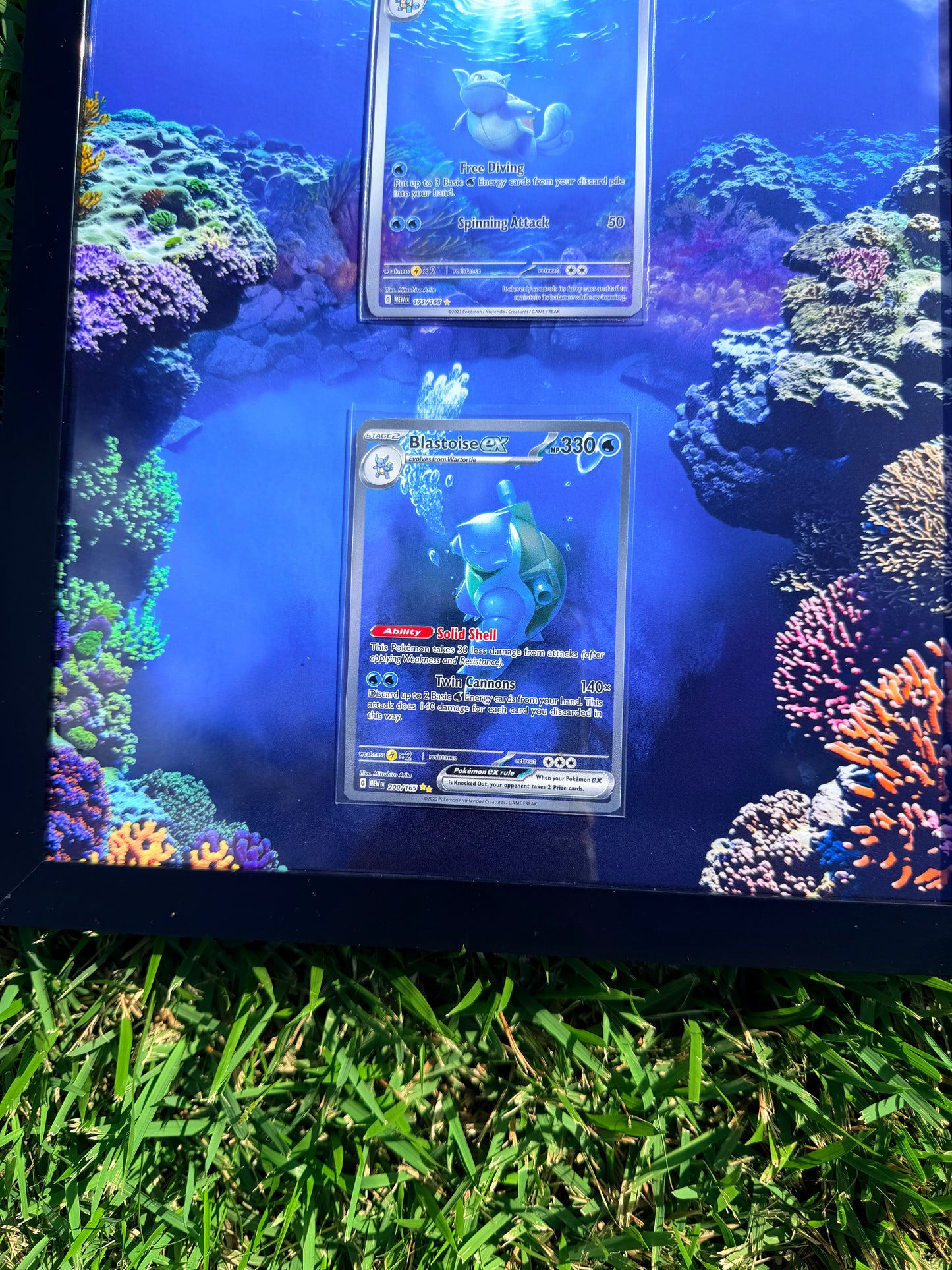 Pokemon 151 Squirtle Wartortle Blastoise 8.5 x 14" Display Frame Extended Art Frame