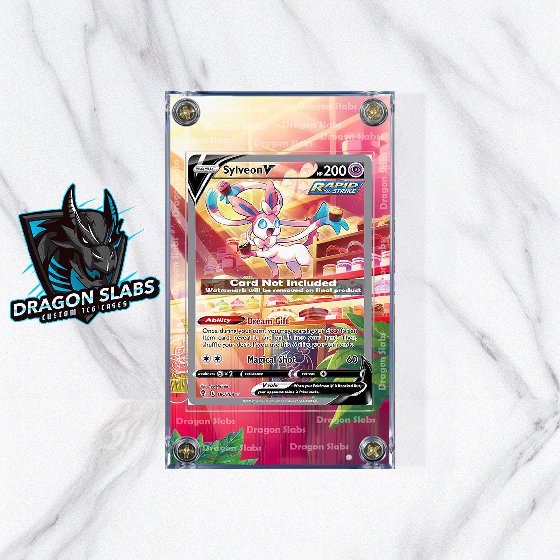 Pokemon Sylveon V Alt Art 184/203 SWSH Evolving Skies Extended Artwork Case
