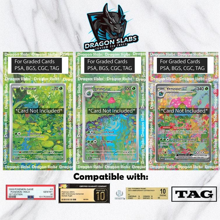 x3 Bulbasaur 166, Ivysaur 167, Venusaur EX 198/165 PSA bgs CGC tag Extended Artwork Pokemon 151