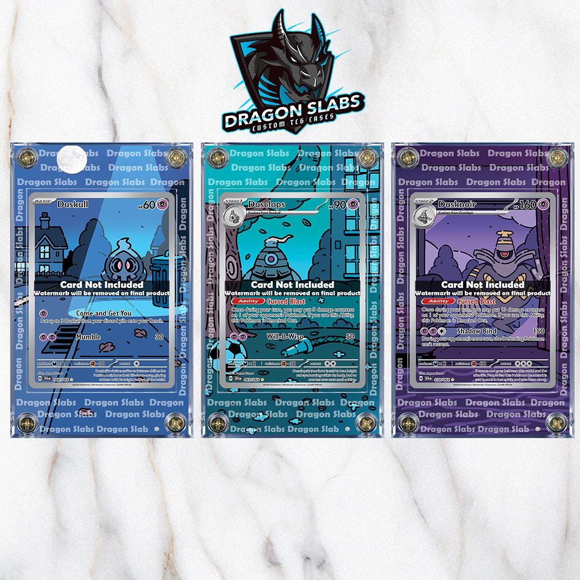 X3 Pokemon Duskull Dusclops Dusknoir IR 068,069,070 Shrouded Fable Custom Cases Extended Artwork