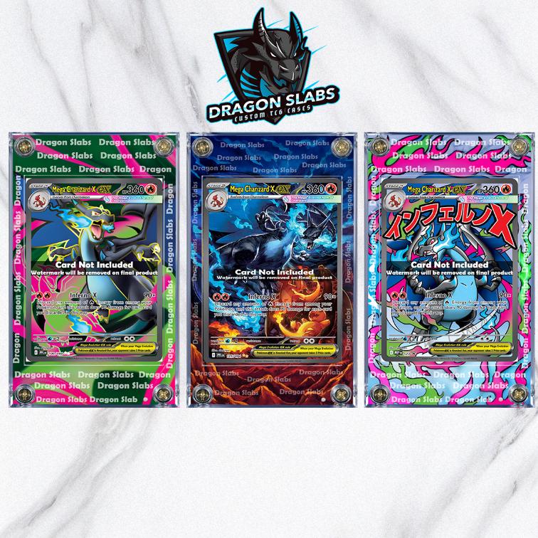 x3 Pokemon Mega Charizard X EX SIR Phantasmal Flames Extended Artwork Cases
