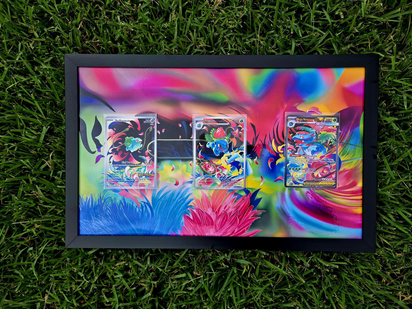Pokemon Bulbasaur Ivysaur & Mega Venusaur Mega Brave 8.5 x 14" Display Frame Extended Artwork