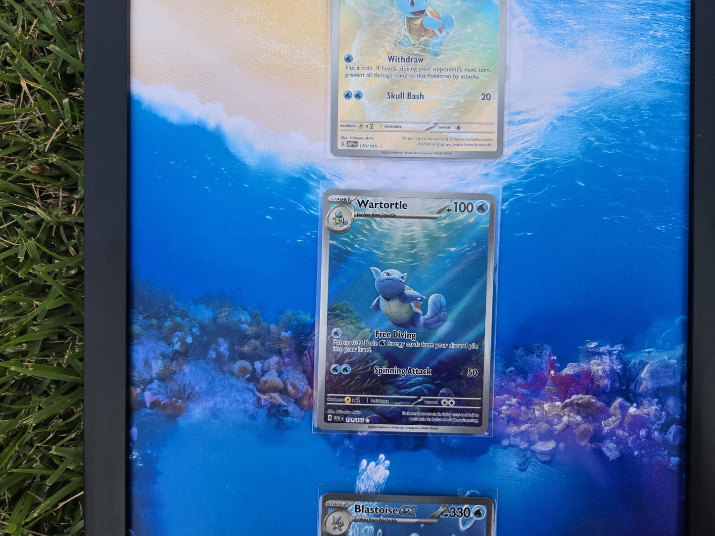 Pokemon 151 Squirtle Wartortle Blastoise 8.5 x 14" Display Frame Extended Art Frame
