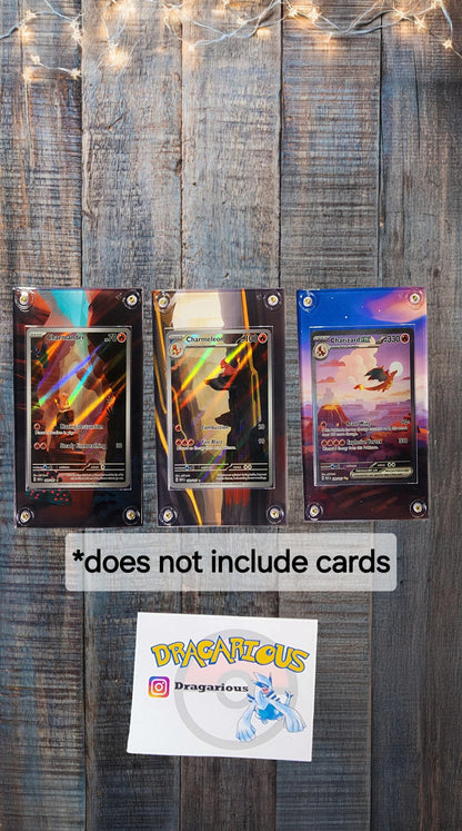 Pokemon Charmander, Charmeon, Charizard 151 Custom Display Cases Extended Artwork
