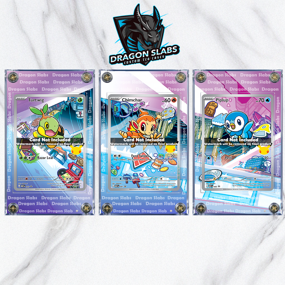 x3 Pokemon Turtwig Chimchar Piplup First Partner Promo Extended Artwork Cases