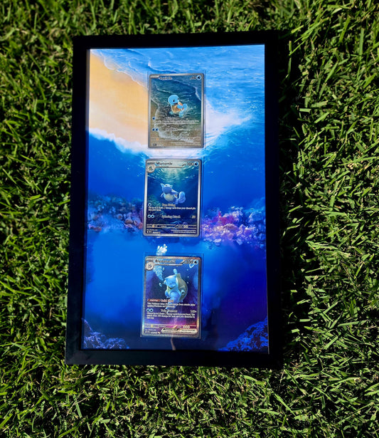 Pokemon 151 Squirtle Wartortle Blastoise 8.5 x 14" Display Frame Extended Art Frame