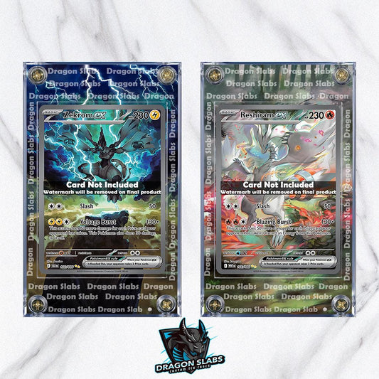 x2 Pokemon Zekrom EX & Reshiram EX 166 White Flare Extended Art Cases