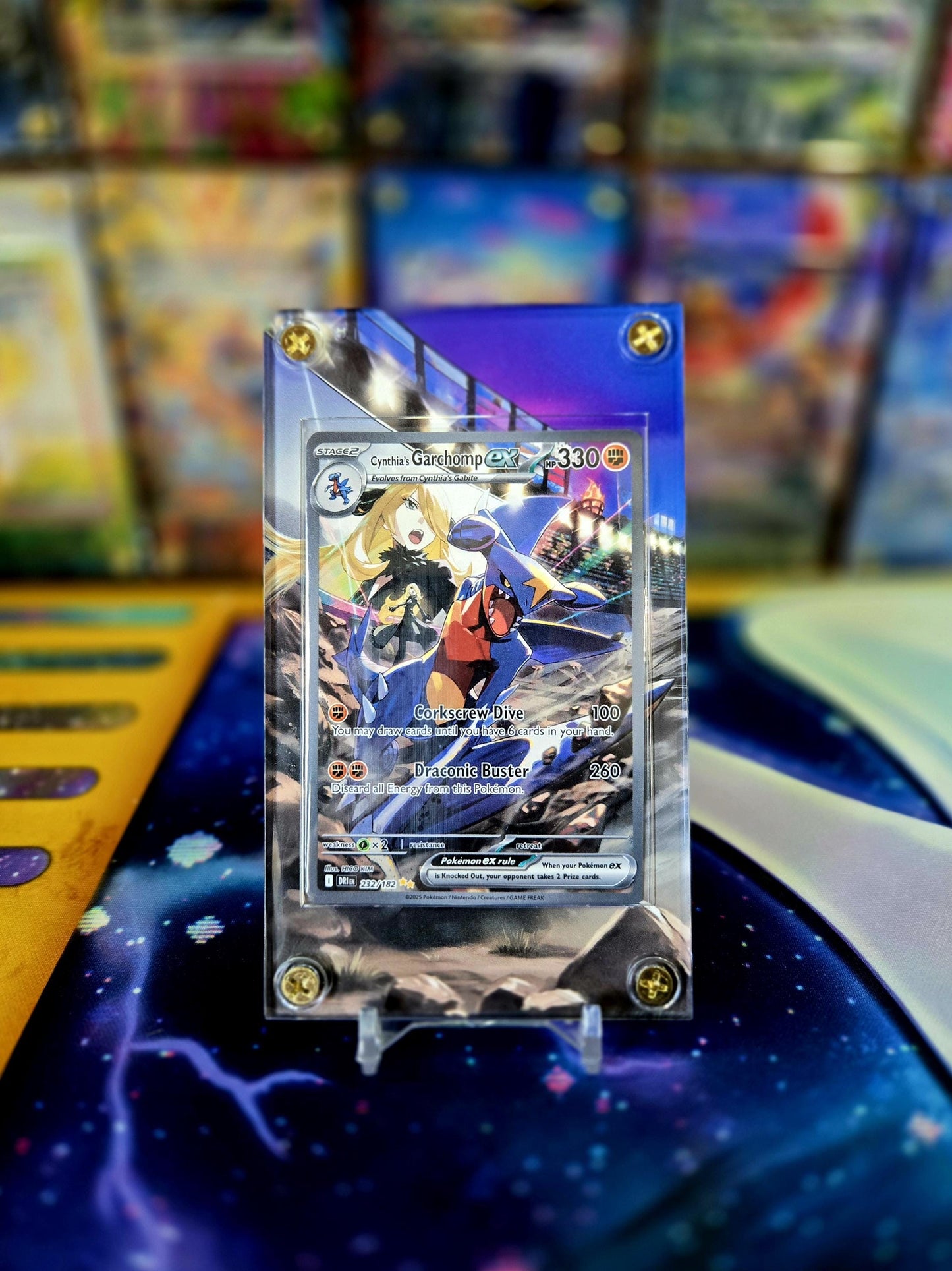 Pokemon Cynthia's Garchomp EX SIR 232/182 Destined Rival Extended Art Case