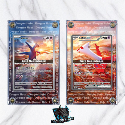 x2 Pokemon Latias EX 239/191 & Latios 203 Custom Display Case from Surging Sparks Extended Artwork