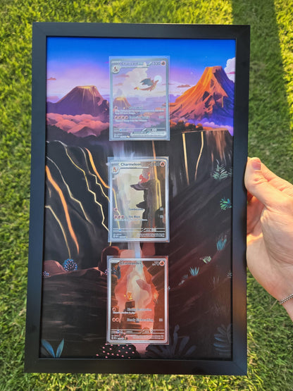 Pokemon 151 Charizard EX Charmeleon Charmander 8.5 x 14" Display Frame Extended Artwork