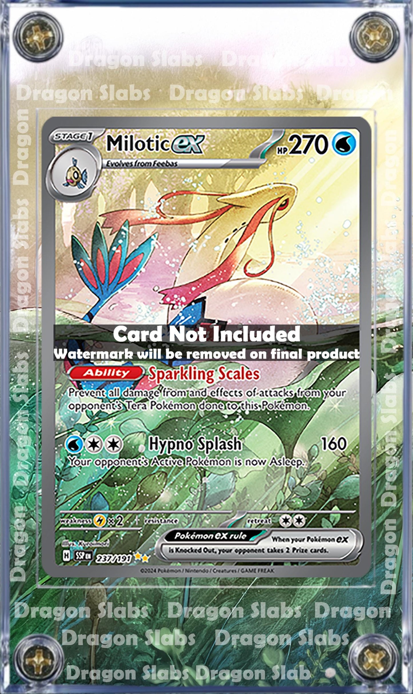 Pokemon Milotic EX 237/191 IR Custom Display Case from Surging Sparks Extended Artwork