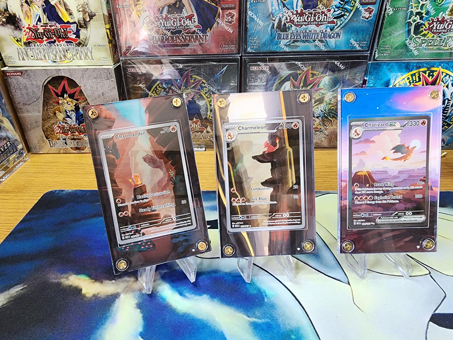 Pokemon Charmander, Charmeon, Charizard 151 Custom Display Cases Extended Artwork