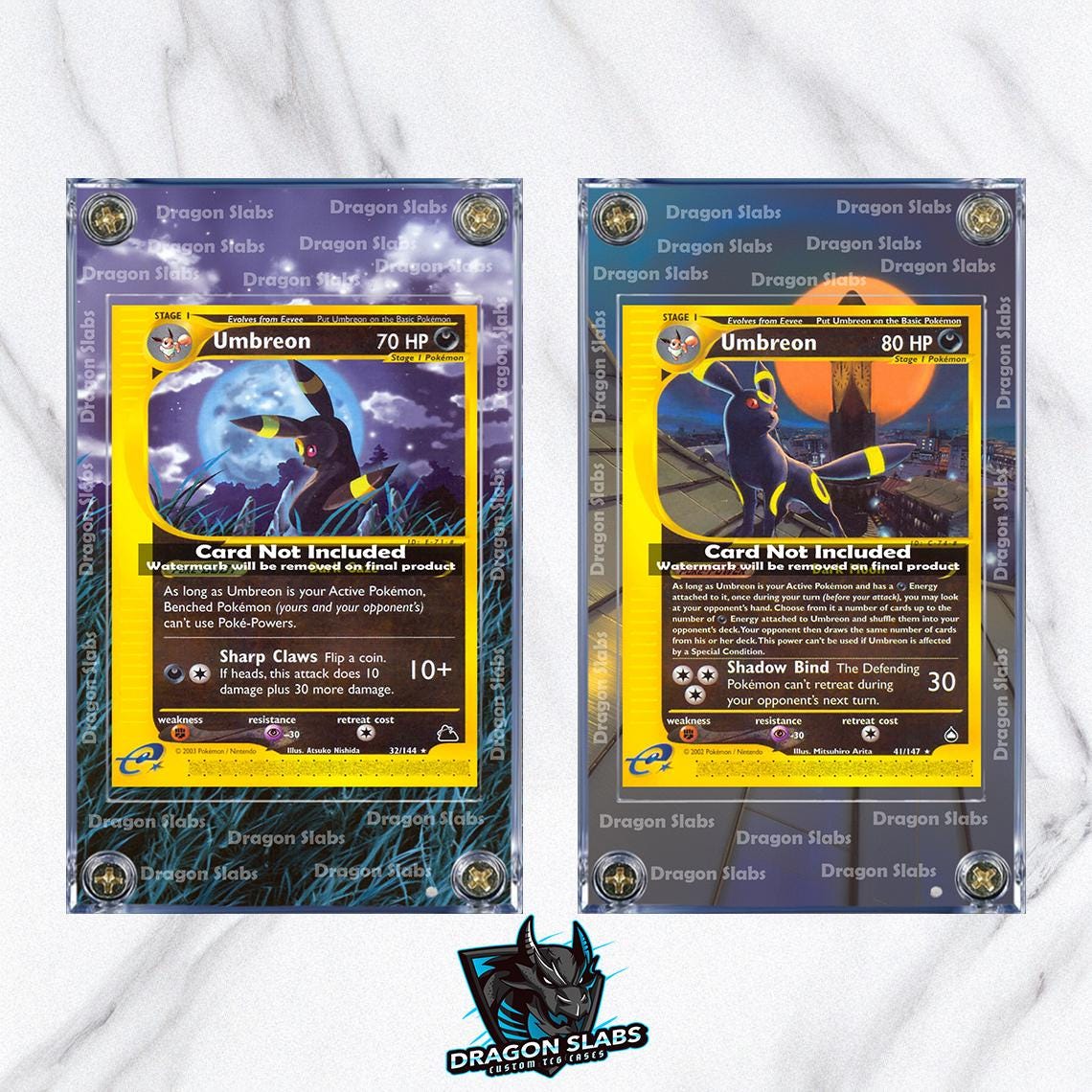 x2 Pokemon Umbreon Aquapolis & Skyridge 41/147 32/144 Extended Artwork Cases