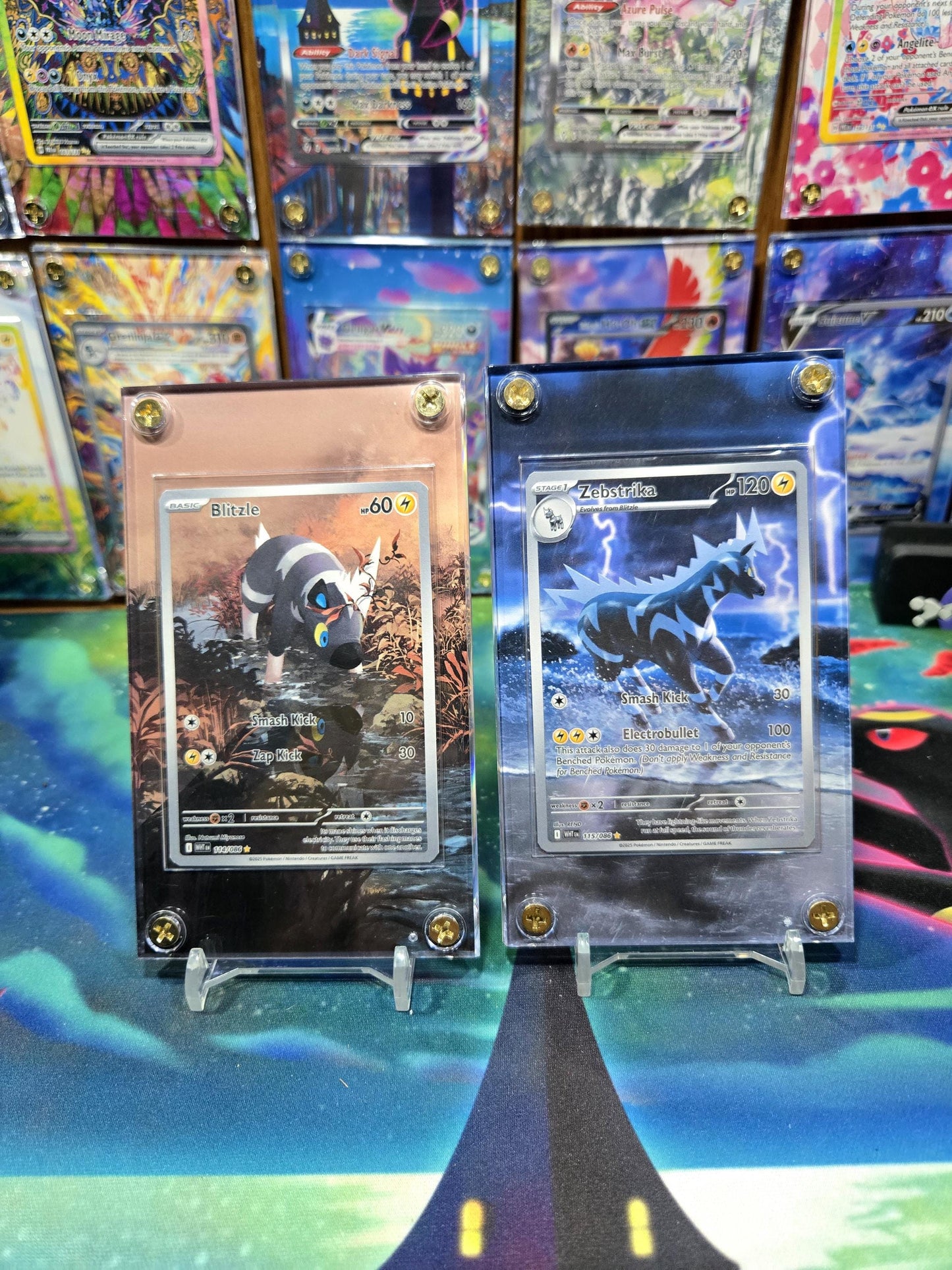 x2 Pokemon Blitzle Zebstrika 114 115 IR White Flare Extended Art Cases