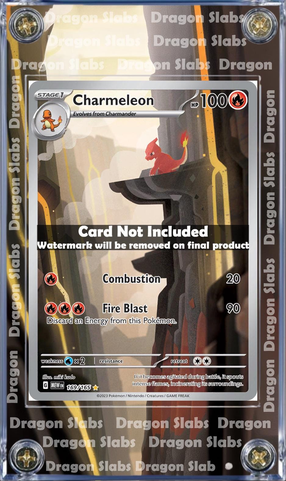 Pokemon 151 Charmeleon IR 169 Custom Display Case Extended Artwork