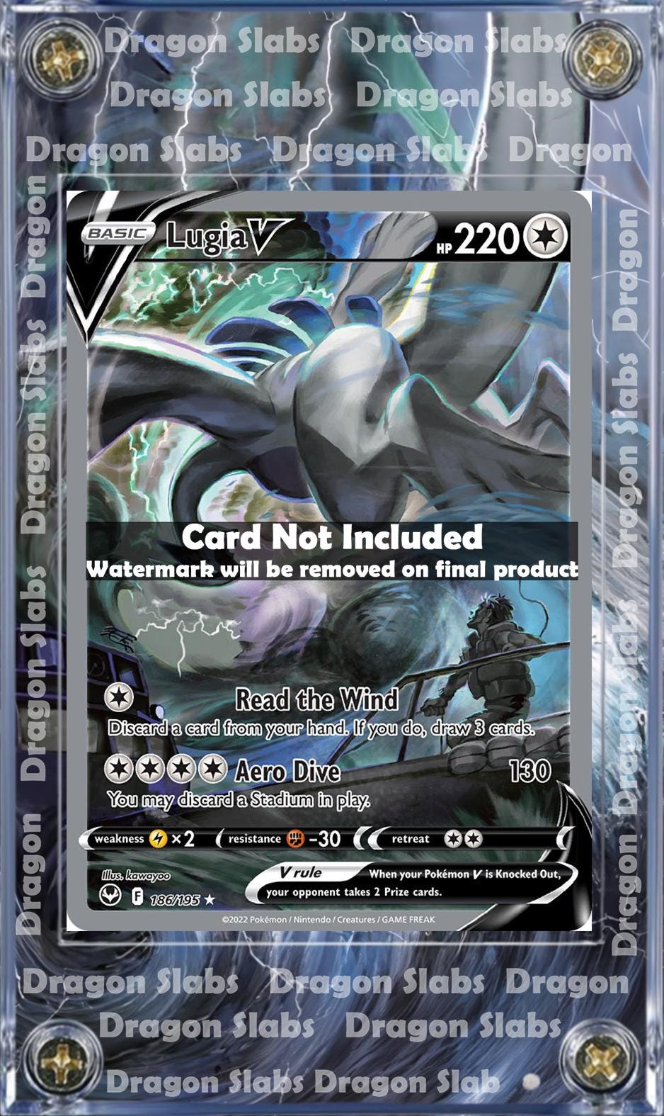 Pokemon Lugia V Alt Art 186 Silver Tempest Custom Case Slab Extended Artwork