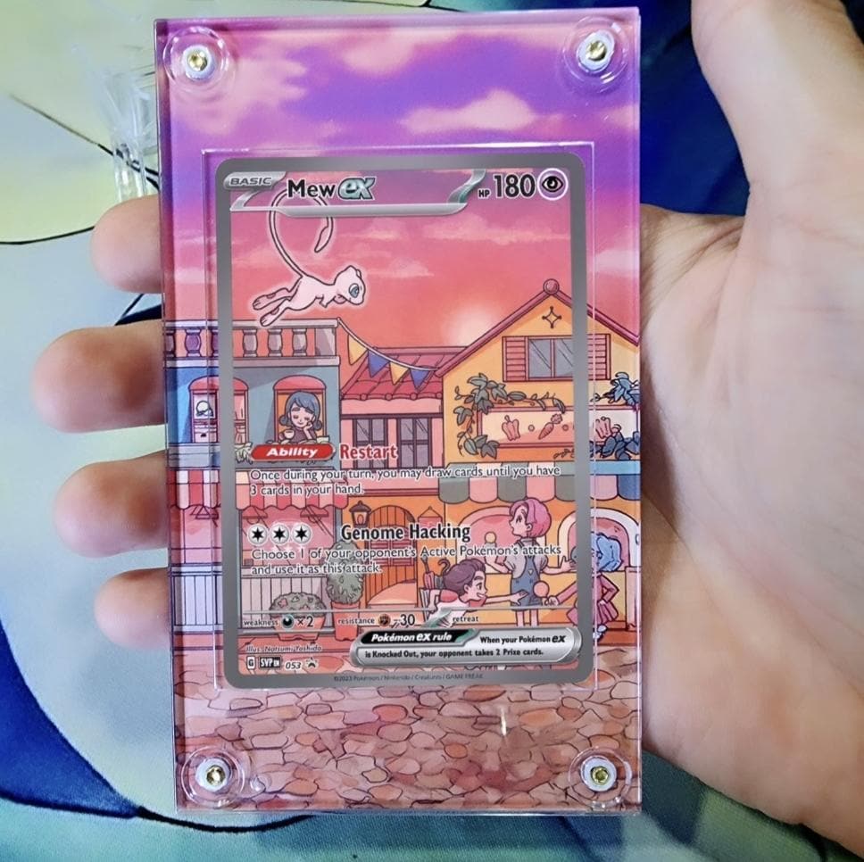 x2 Pokemon Mewtwo & Mew 151 Promo 052 and 053 Custom Display Cases Extended Artwork
