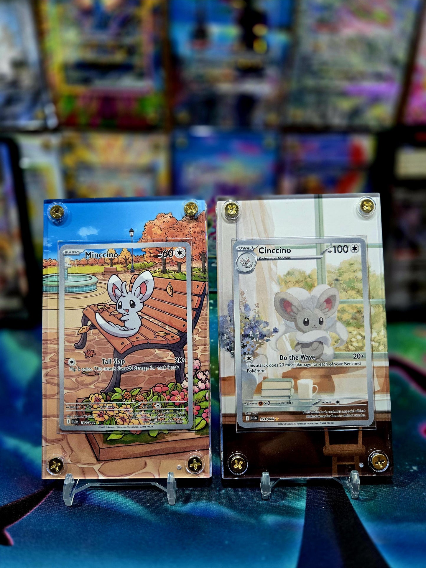 x2 Pokemon Minccino & Cinccino 152 153/086 IR Black Bolt Extended Art Cases