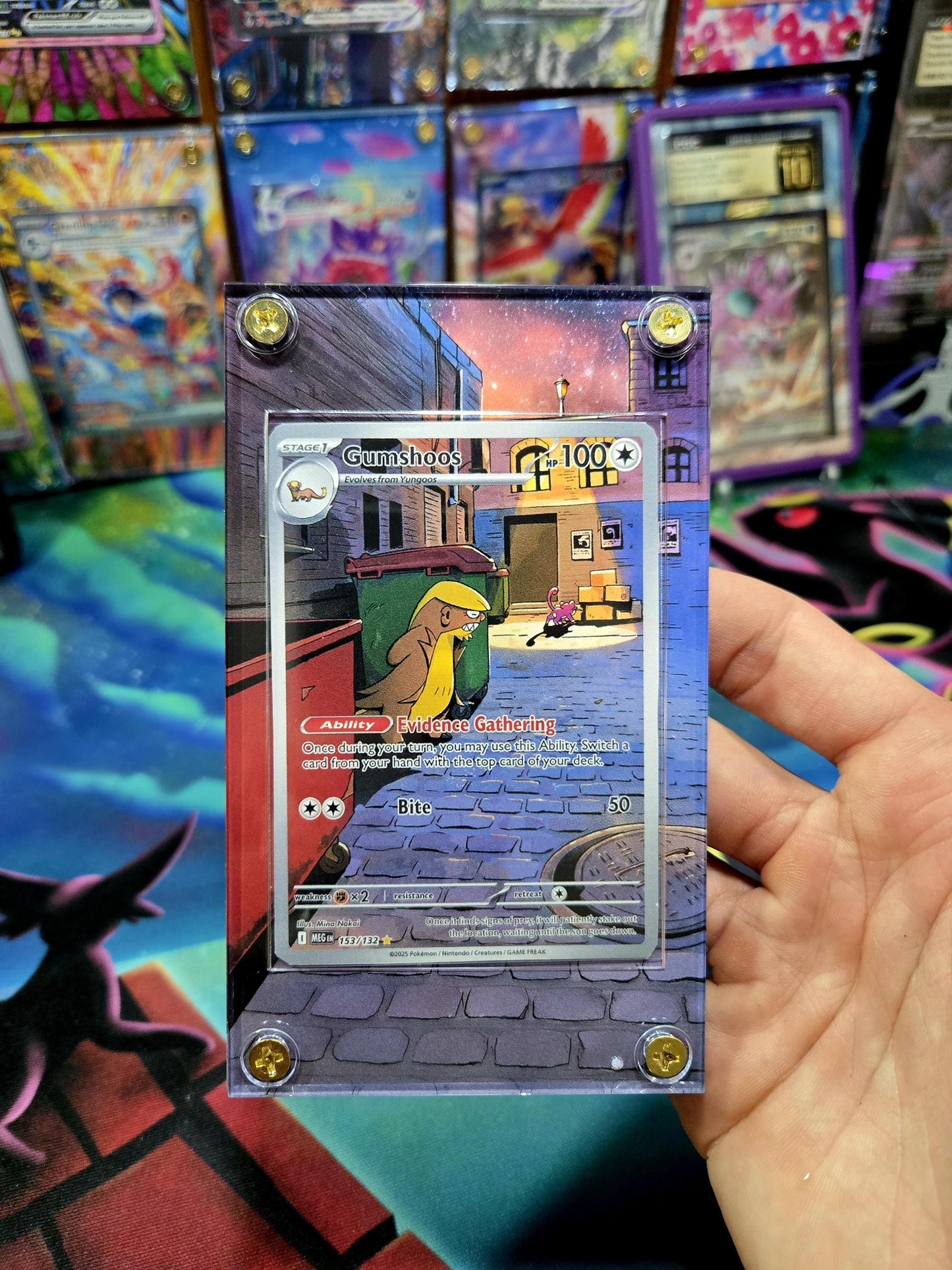 Pokemon Gumshoos 153/132 IR Mega Evolution Extended Art Custom Case