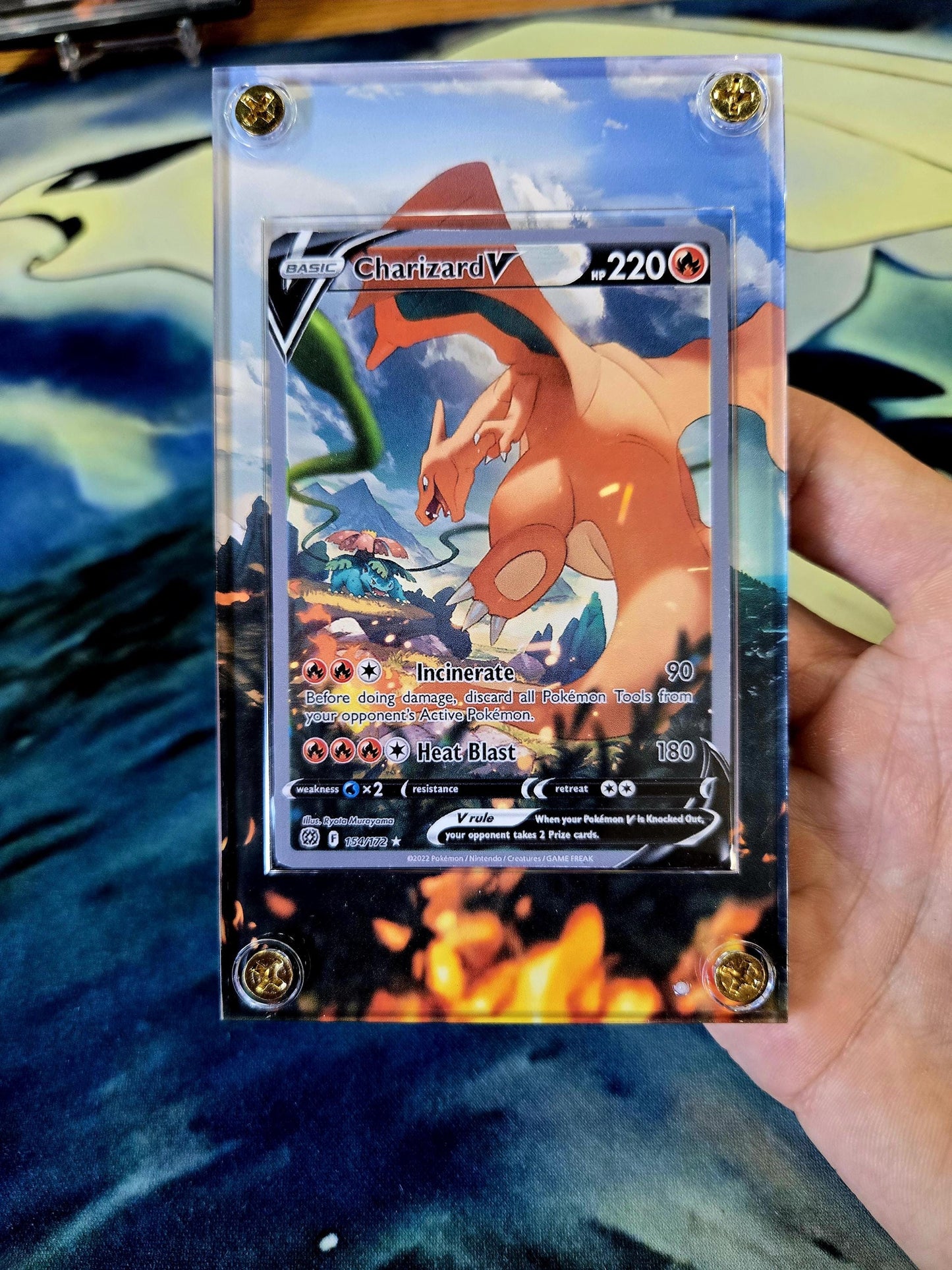 Pokemon Charizard V Alt Art 154/172 Brilliant Stars Custom Display Case Extended Artwork