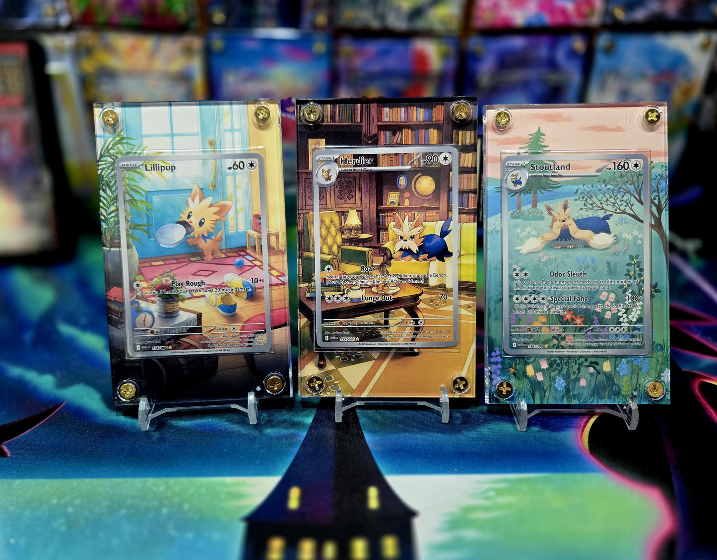 x3 Pokemon Lillipup Herdier Stoutland IR 154 155 156 White Flare Extended Art Cases