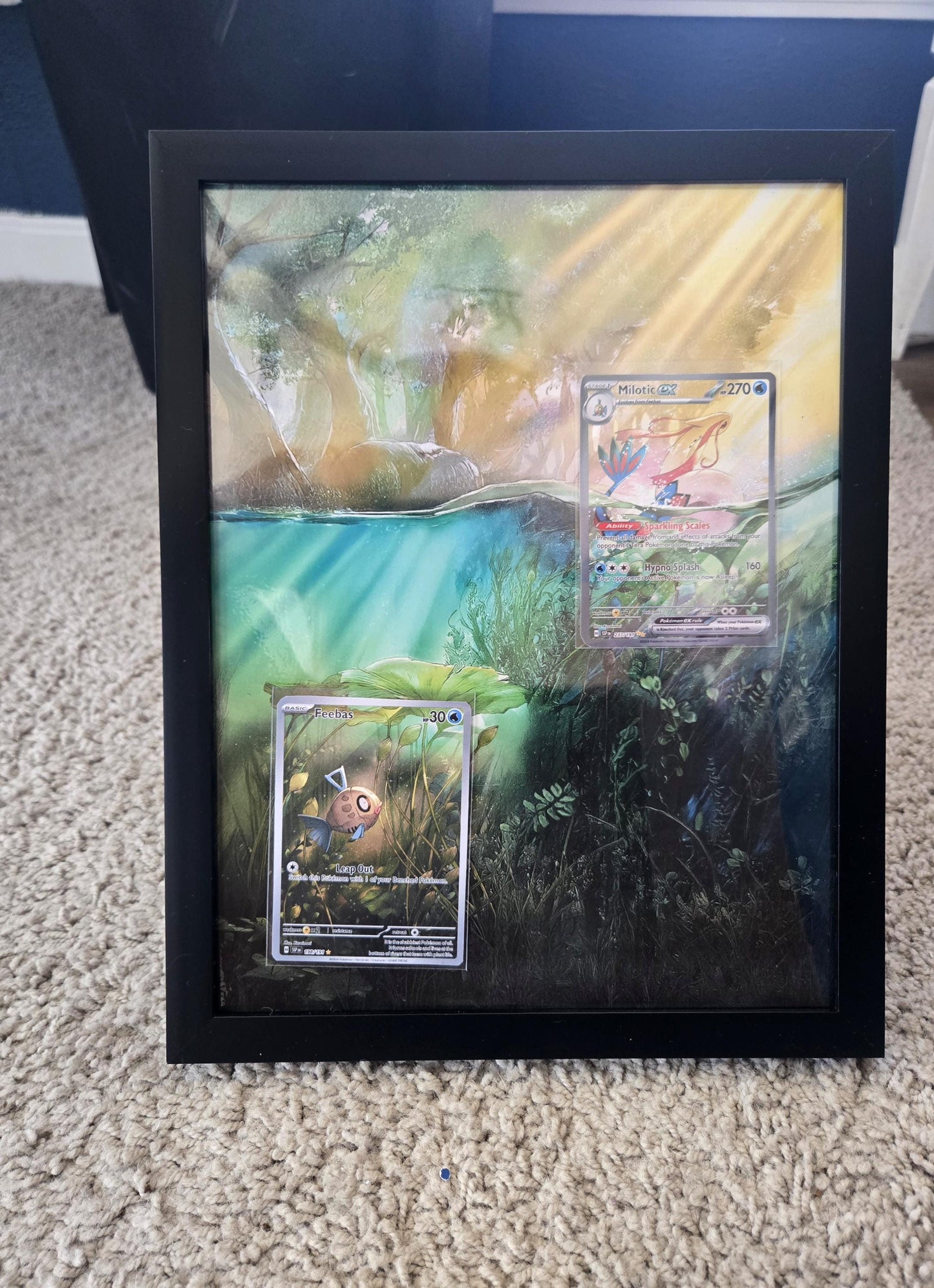 Feebas & Milotic EX Surging Sparks Pokemon Extended Art Frame 8.5 x 11 Frame