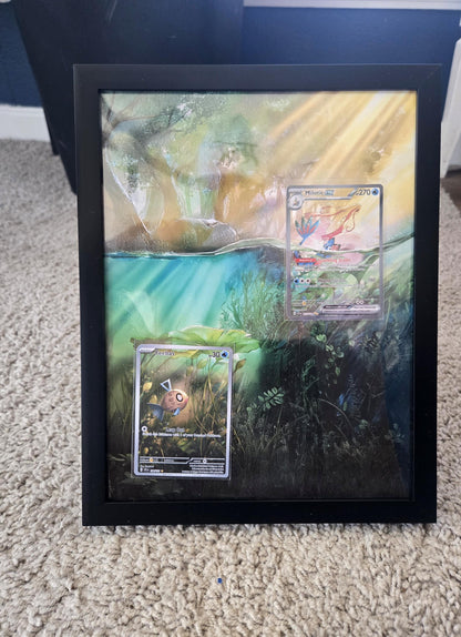 Feebas & Milotic EX Surging Sparks Pokemon Extended Art Frame 8.5 x 11 Frame