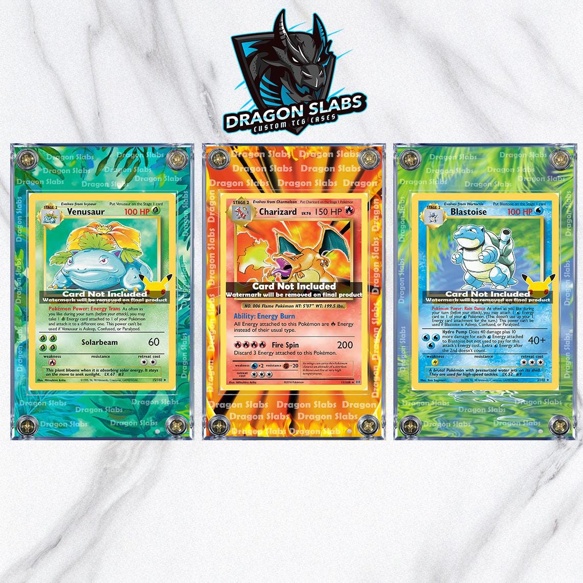 x3 Pokemon Charizard Blastoise Venusaur Base Extended Artwork Cases