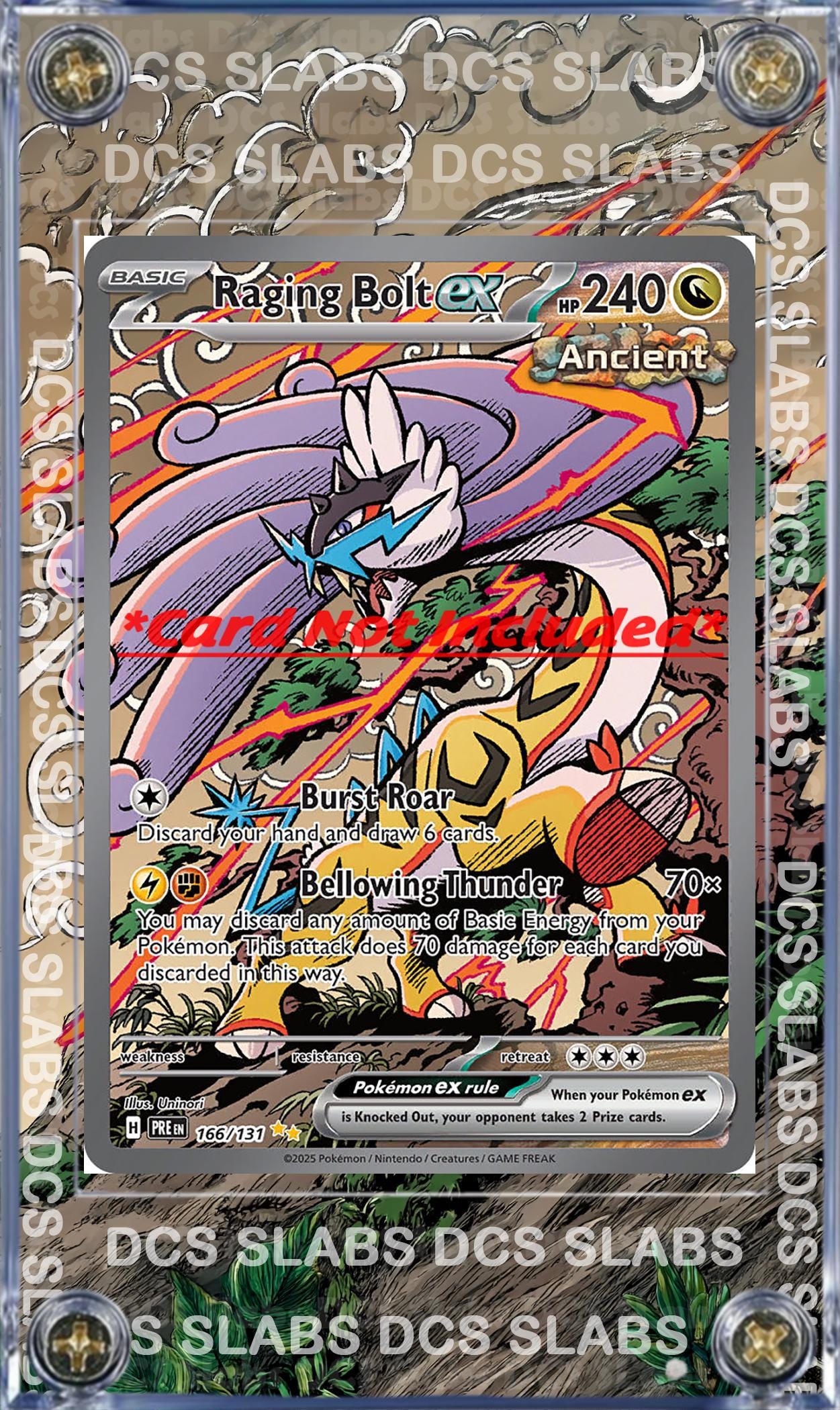 Pokemon Raging Bolt EX SIR 166/131 Prismatic Evolutions Extended Artwork Case