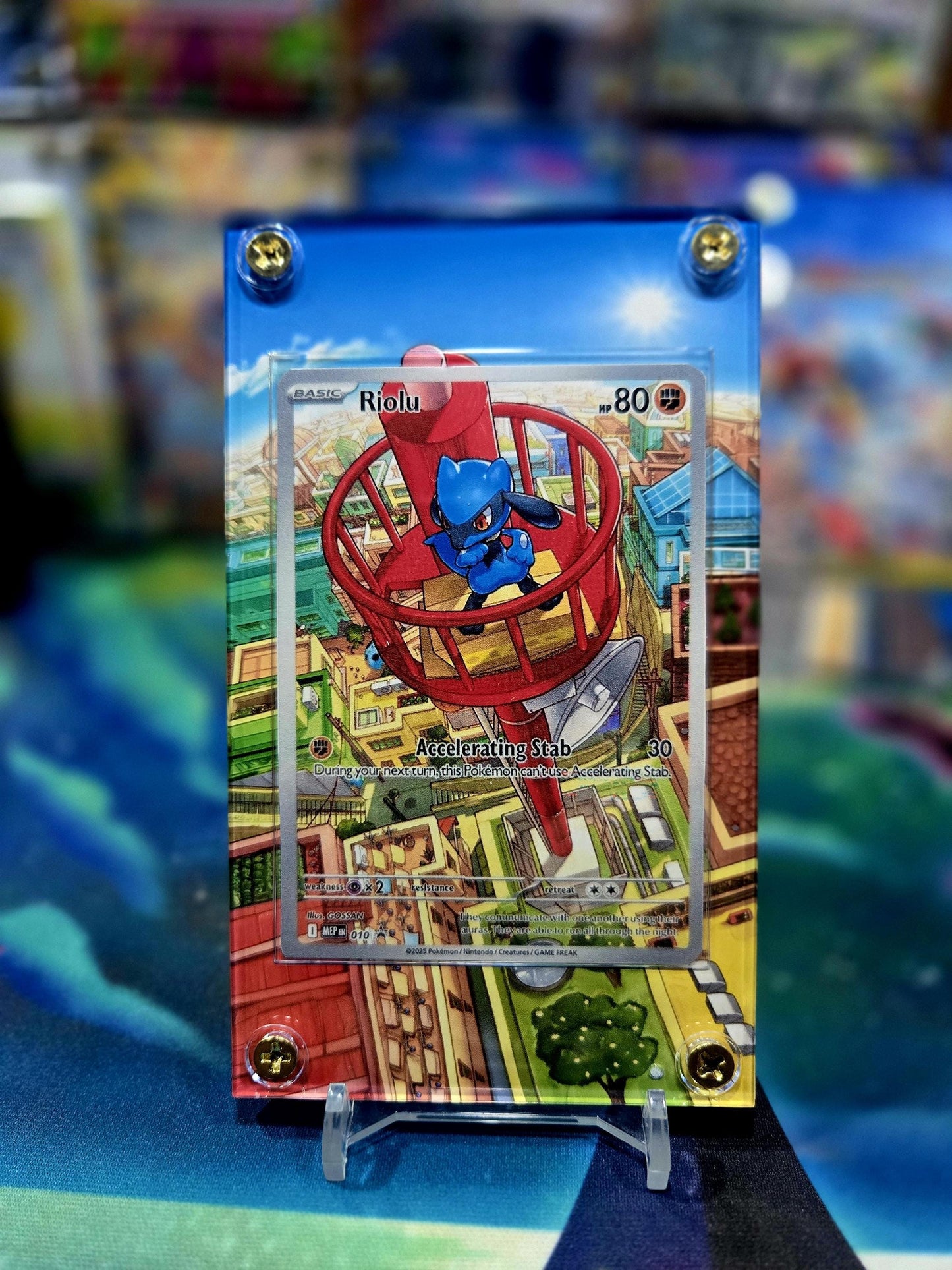 Pokemon Riolu 010 ETB Black Star Promo Mega Evolution Extended Art Custom Case