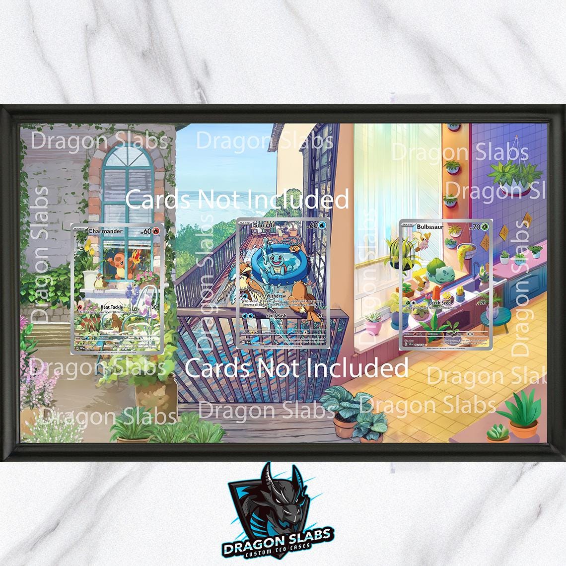Pokemon Charmander Bulbasaur & Squirtle Stellar Crown Obsidian Flames 8.5 x 14" Display Frame Extended Artwork