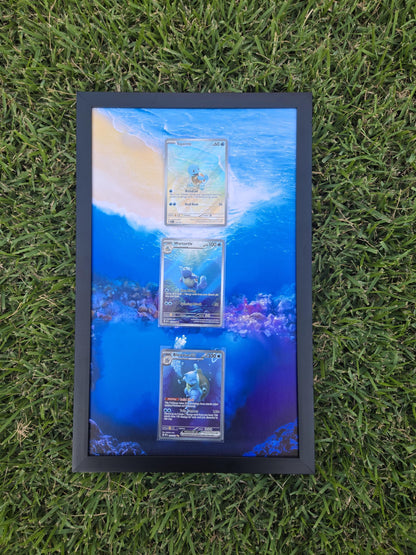 Pokemon 151 Squirtle Wartortle Blastoise 8.5 x 14" Display Frame Extended Art Frame
