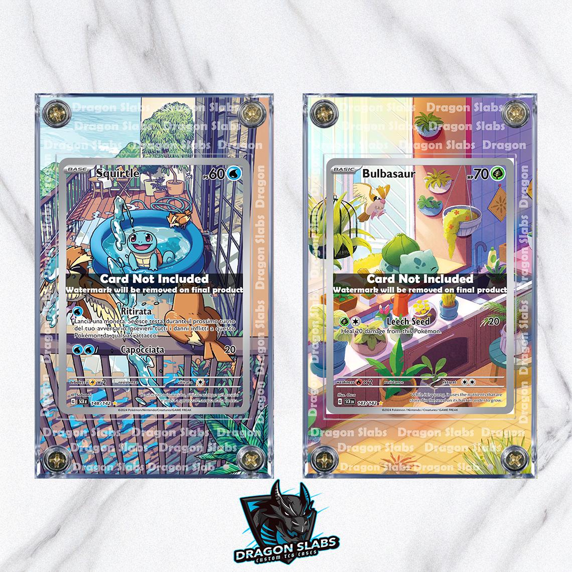 X2 Pokemon Bulbasaur Squirtle Stellar Crown Card Custom Display Cases Extended Artwork