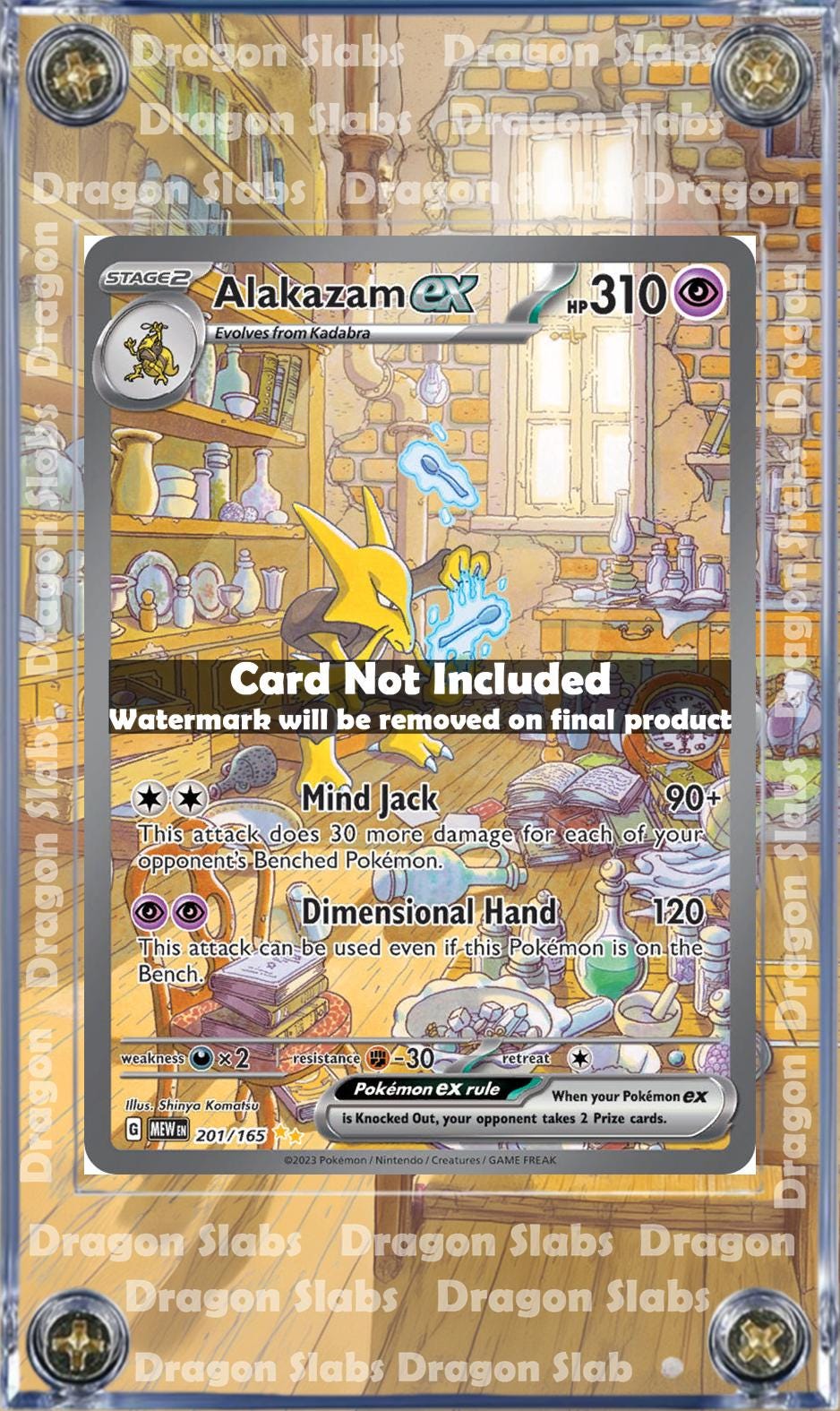 Pokemon Alakazam EX SIR 201/165 151 Custom Case Slab Extended Artwork