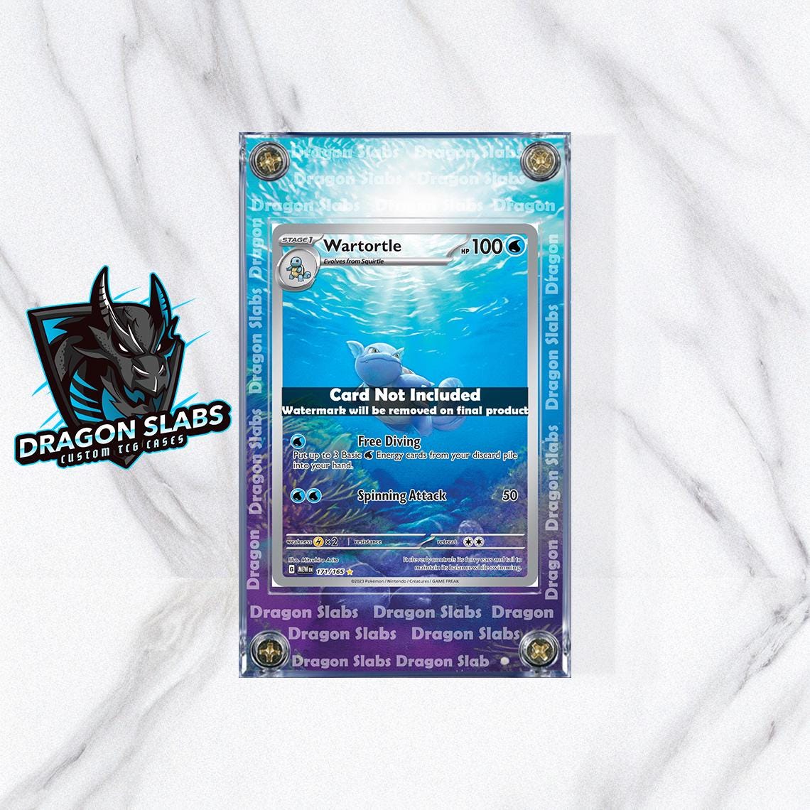 Pokemon 151 Wartortle IR 171 Custom Display Case Extended Artwork