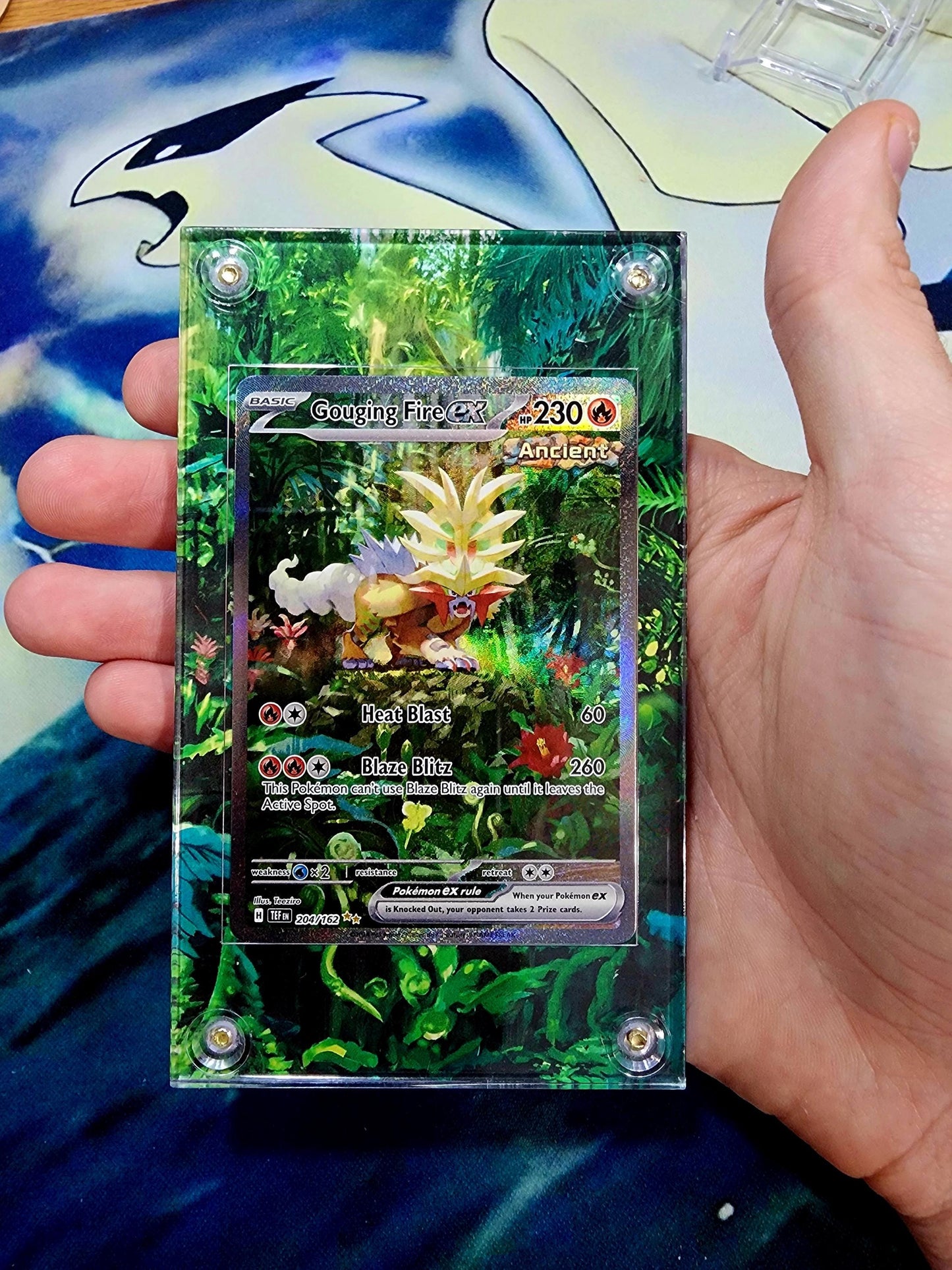 Pokemon Gouging Fire EX 204 Custom Display Case Extended Artwork from Silver Tempest