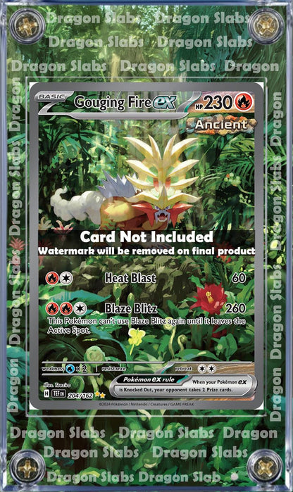 Pokemon Gouging Fire EX 204 Custom Display Case Extended Artwork from Silver Tempest