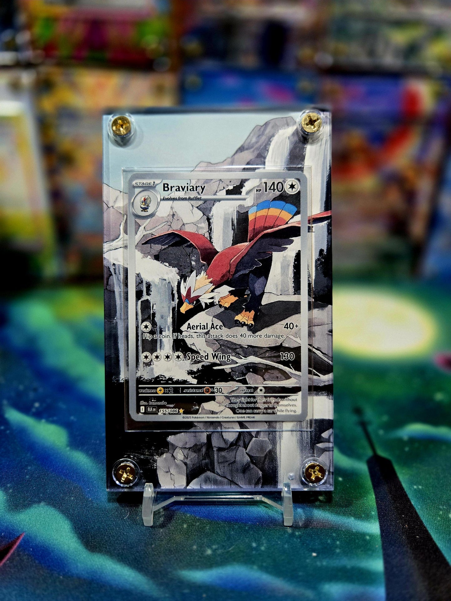 x2 Pokemon Rufflet & Braviary 154 155 IR Black Bolt Extended Art Cases